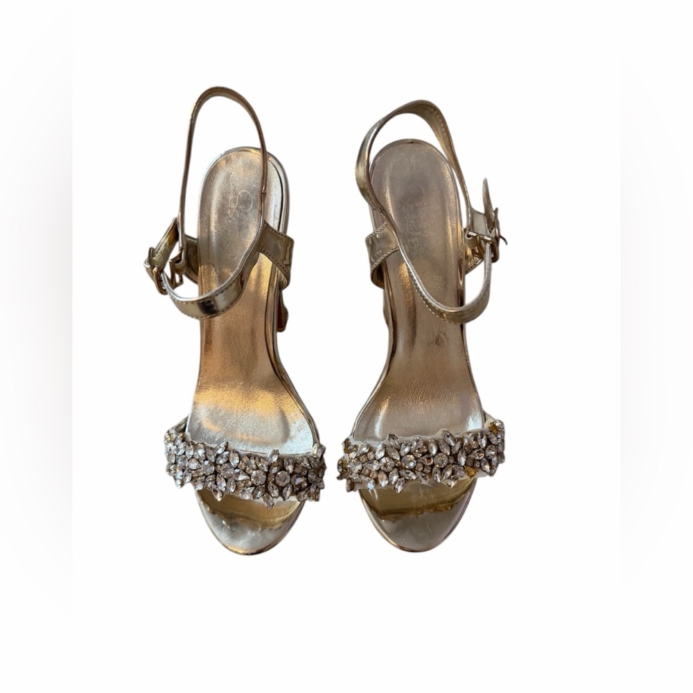 Gold Embellished Women's Slingback Sandals